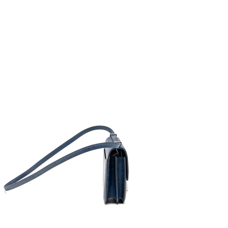 Hermes Mini Constance Ostrich 7L Bleu De Malte SHW Stamp A