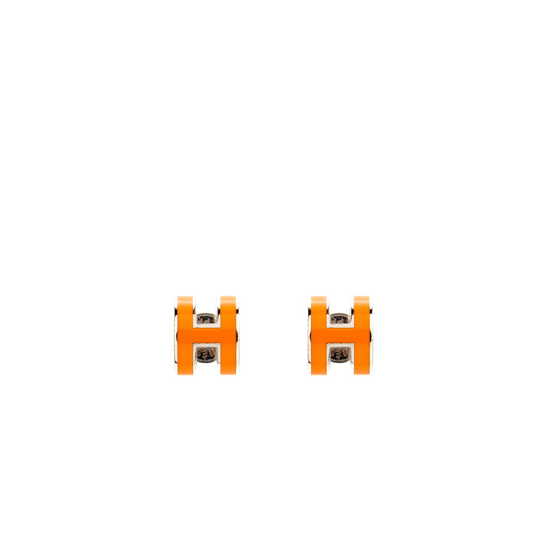 Hermes Mini Pop H earrings orange SHW