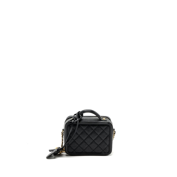 Chanel mini filigree vanity case Caviar black GHW