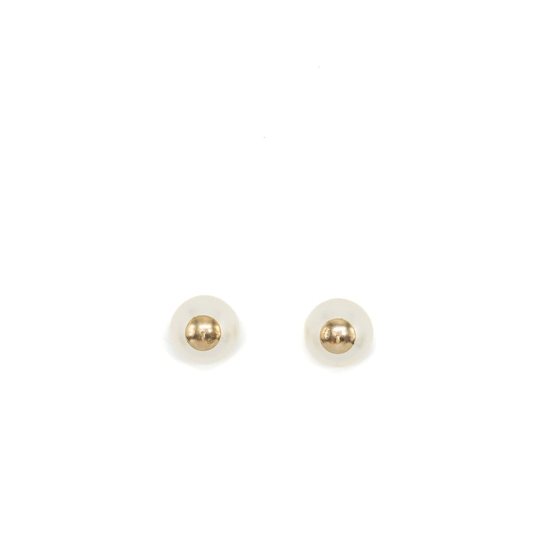 Chanel giant pearl earrings gold tone