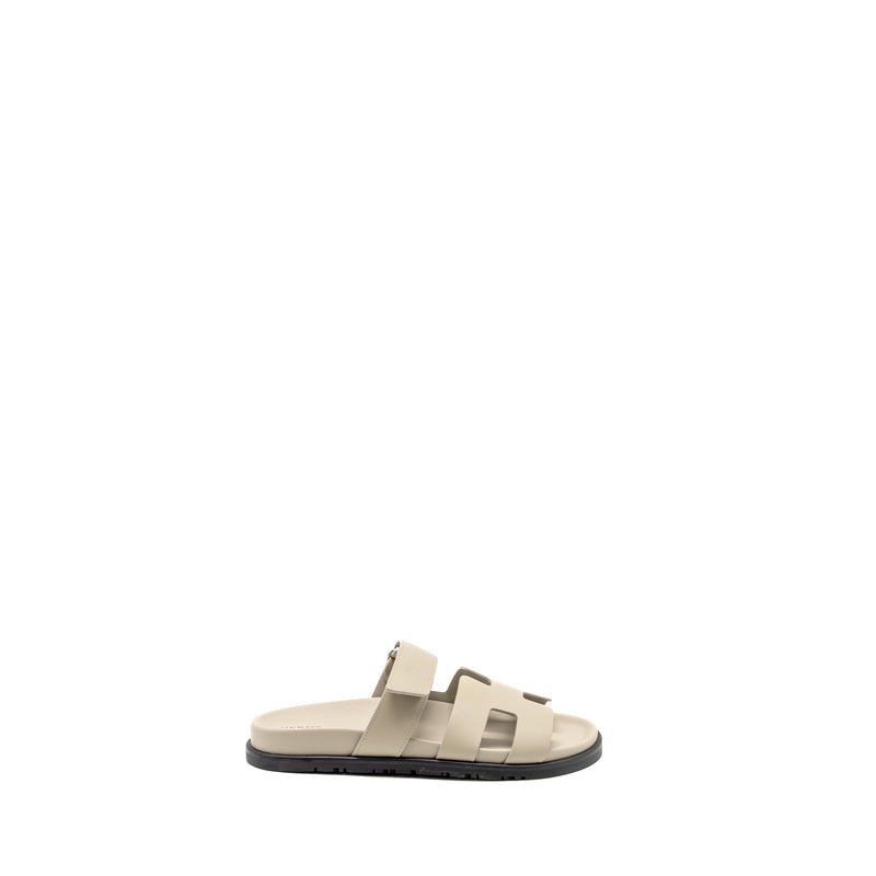 Hermes Size 38 Chypre Sandals Calfskin Beige Esquisse