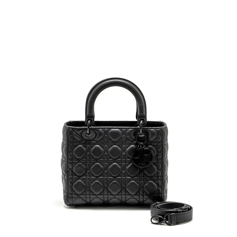 Dior Medium Lady Dior Ultramatte Cannage Calfskin So Black