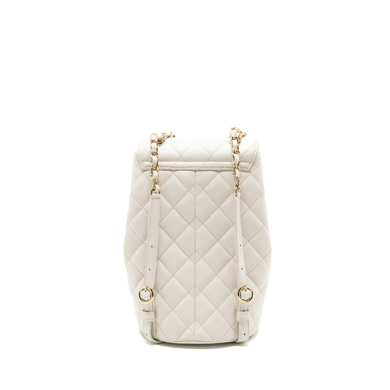Chanel 22s mini backpack Grained calfskin white LGHW(Microchip)
