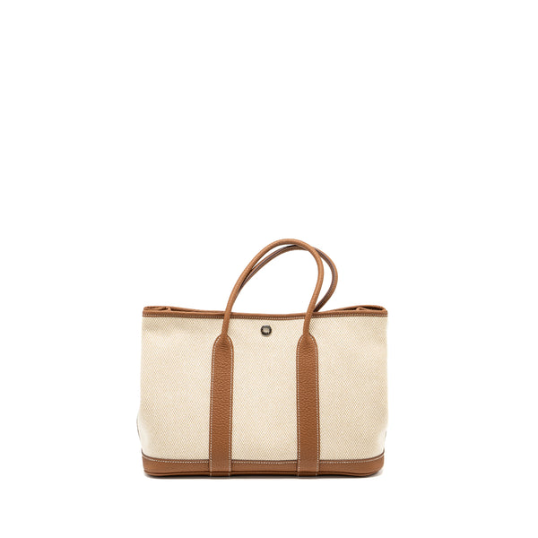 Hermes garden party 30 canvas/negonda ecru/desert/gold SHW Stamp Z