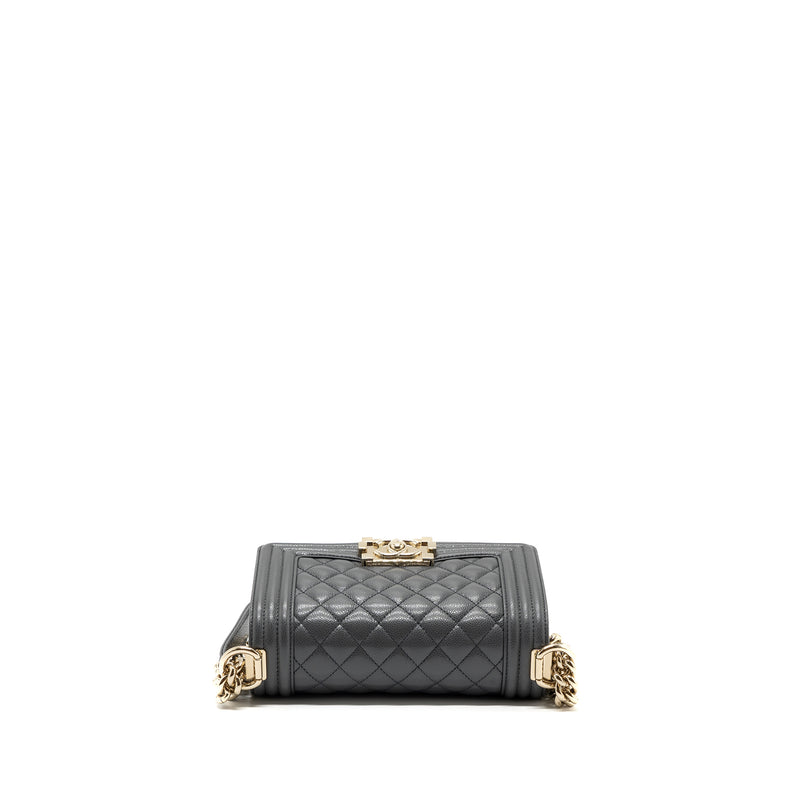 Chanel small boy bag caviar grey LGHW (microchip)