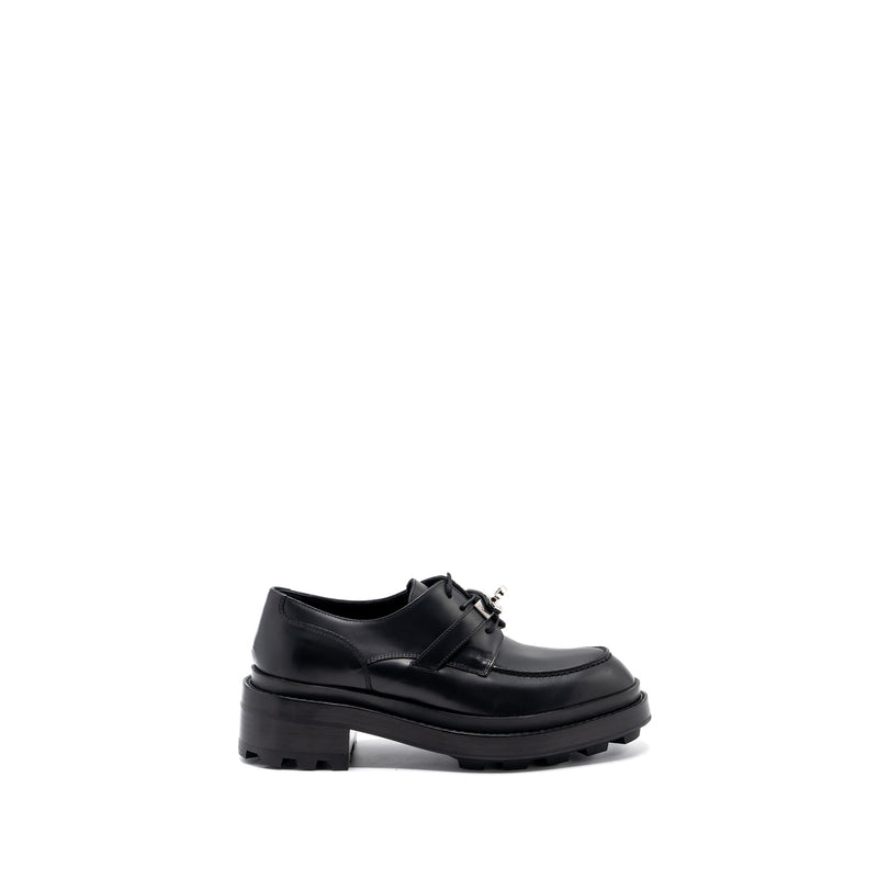 hermes size 37.5 first derby oxford loafer calfskin black SHW