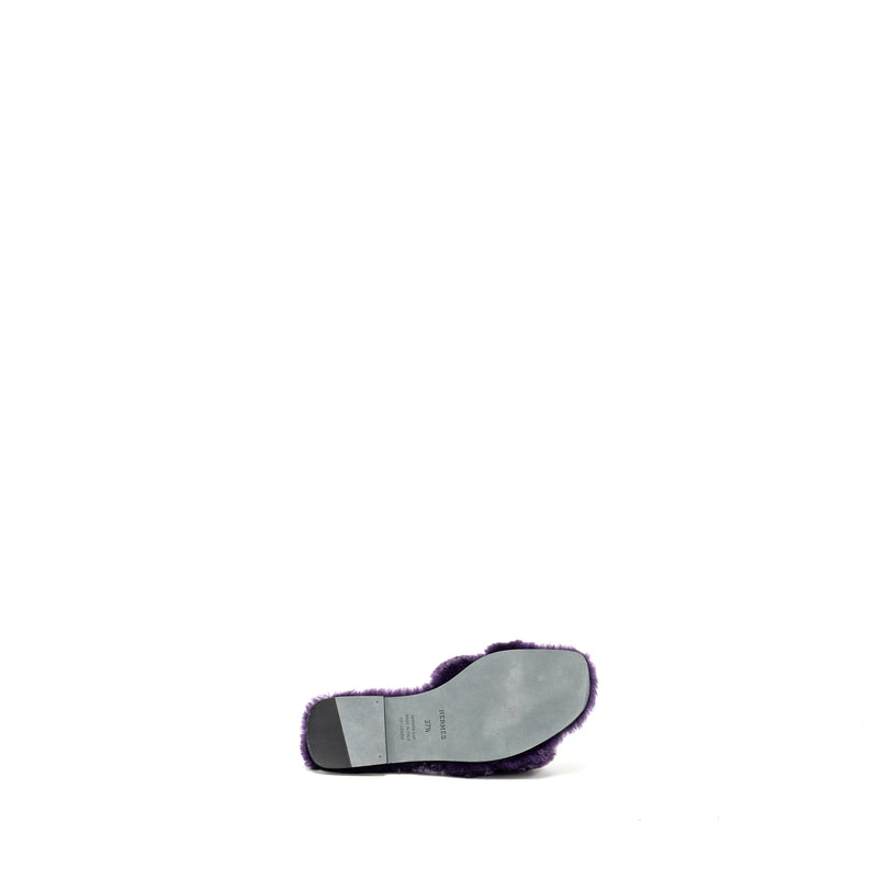 Hermes size 37.5 oran sandal shearling purple