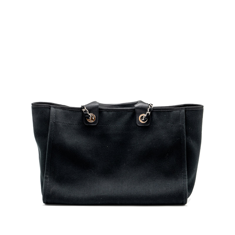 Chanel Large Deauville Black-Studded Tote Bag Canvas/Leather Black SHW