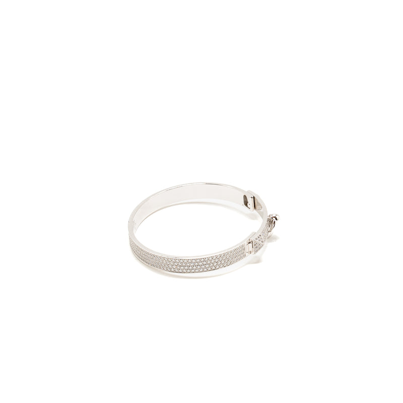Hermes size SH Collier De Chien Bracelet, Small Model white gold with full diamonds