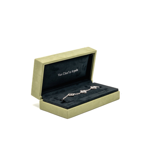 Van Cleef & Arpels Vintage Alhambra Bracelet 5 Motifs Guilloche White Gold
