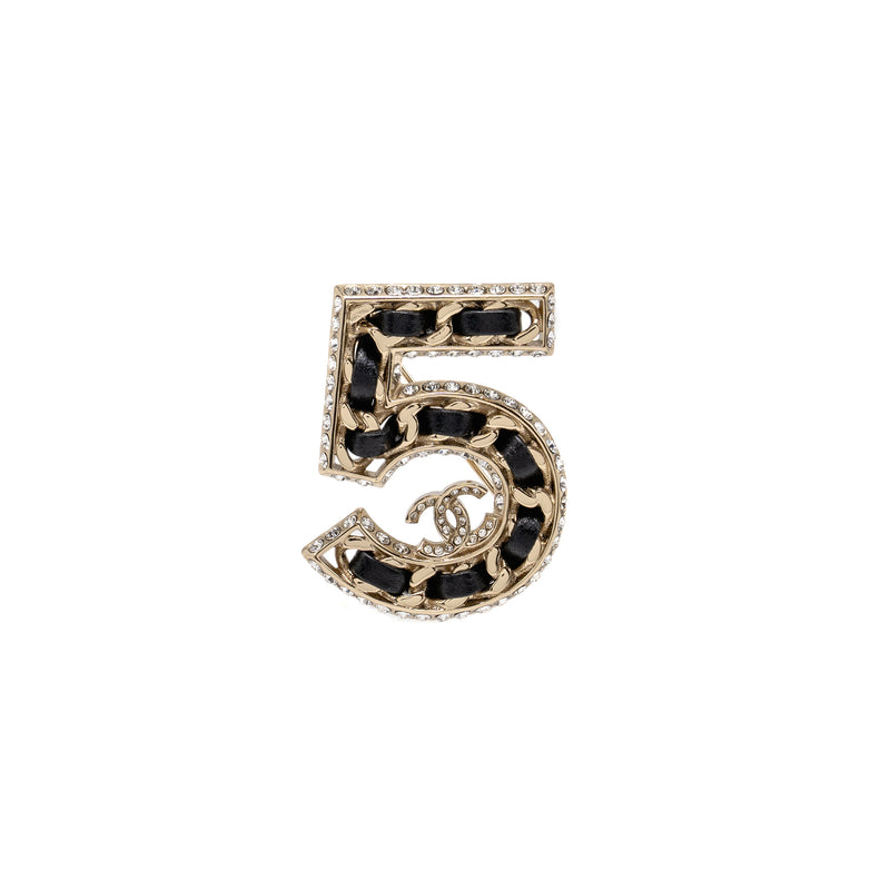 Chanel No.5 Leather Chain Crystal Brooch LGHW