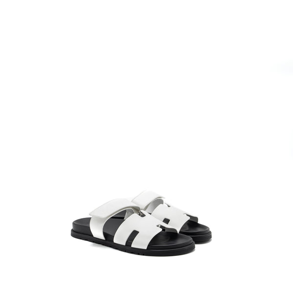 Hermes Size 43 Chypre Sandals Epsom White