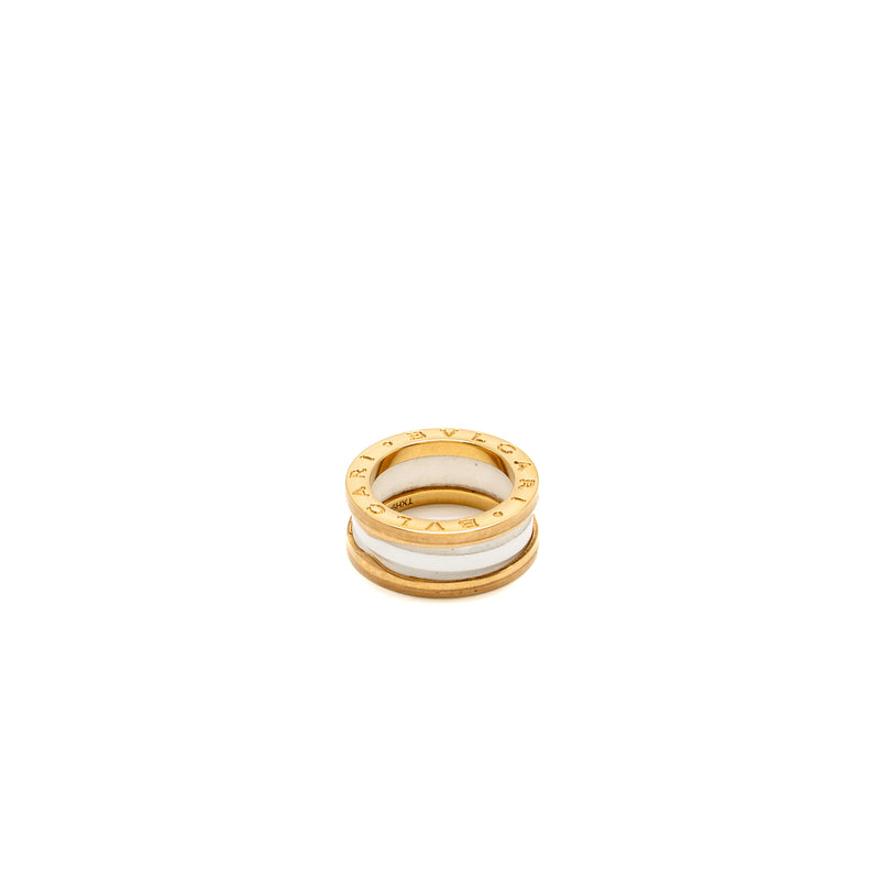Bvlgari Size 47 B.zero1 Ring 2-band rose gold, white ceramic spiral