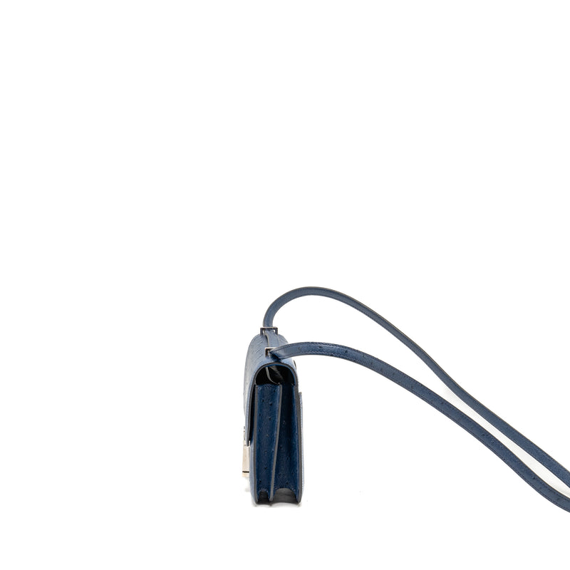 Hermes Mini Constance Ostrich 7L Bleu De Malte SHW Stamp A