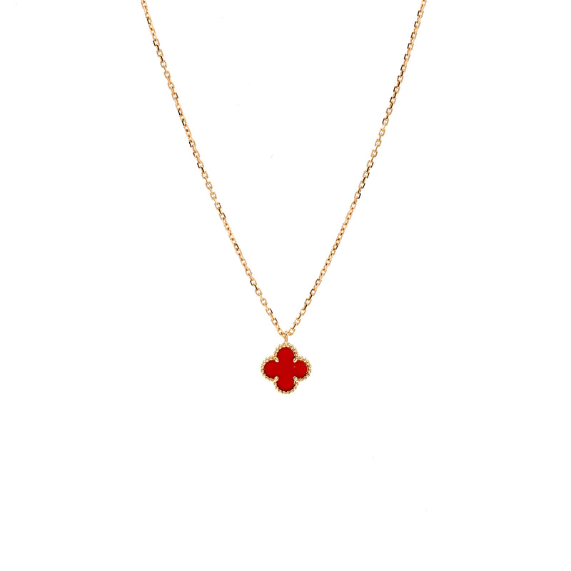 Van Cleef & Arpels Sweet Alhambra Pendant Rose Gold, Carnelian
