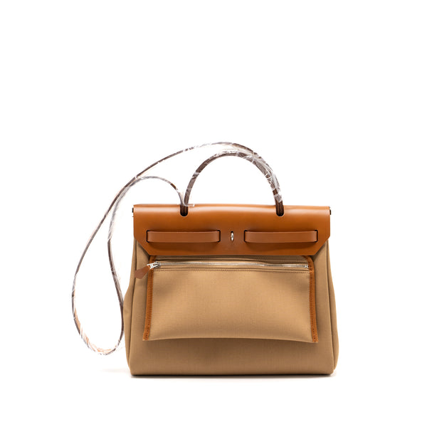 Hermes Herbag 31 Zip Bag Canvas/Hunter Chai/Fauve SHW Stamp Z