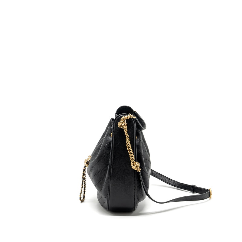 Chanel chevron bucket bag grained calfskin Black GHW