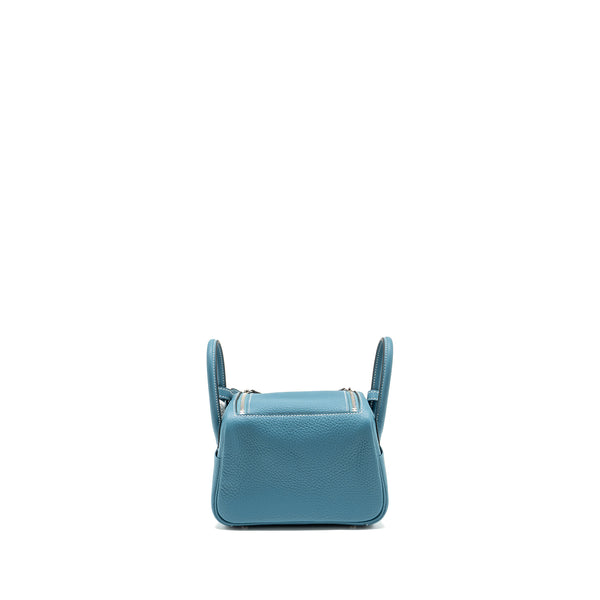 Hermes Mini Lindy Clemence New Blue Jean SHW Stamp W