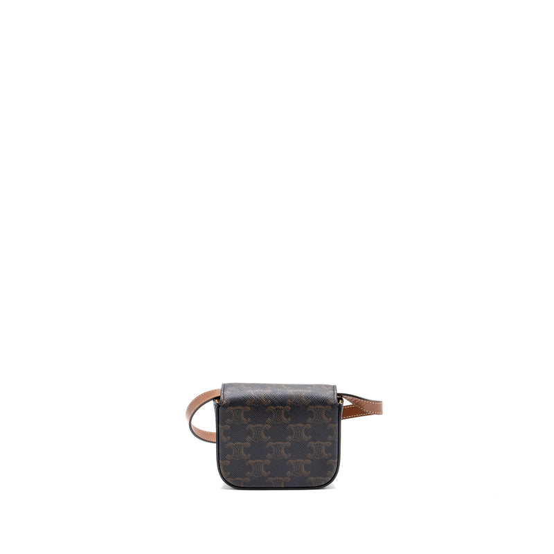 Celine Mini Claude Triomphe Canvas/ Calfskin Tan GHW