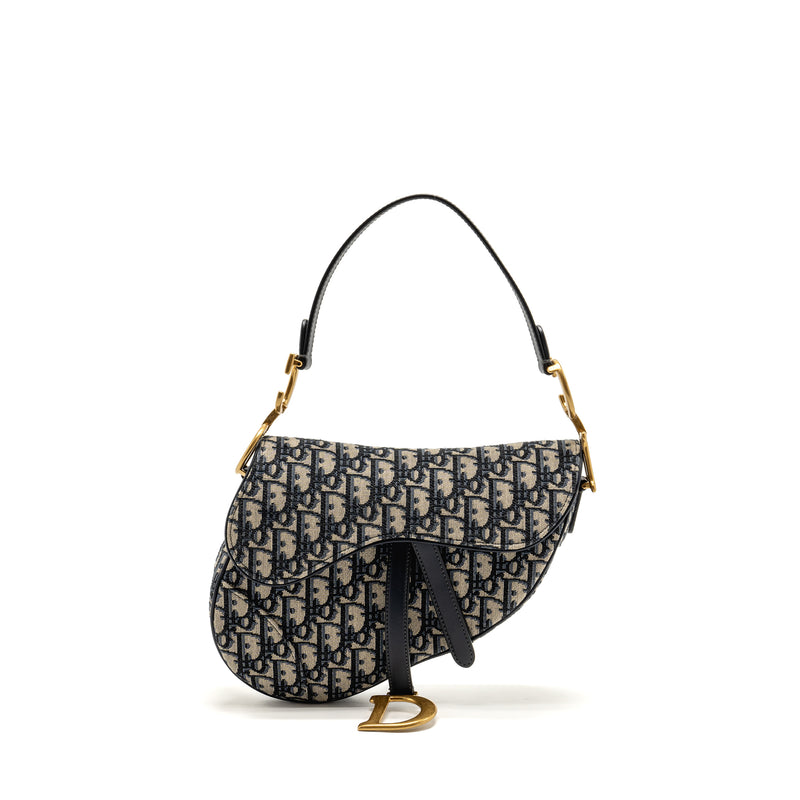 Dior Medium Saddle Bag Blue Oblique Canvas GHW