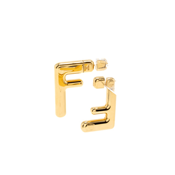 Fendi FF Earrings Gold Tone