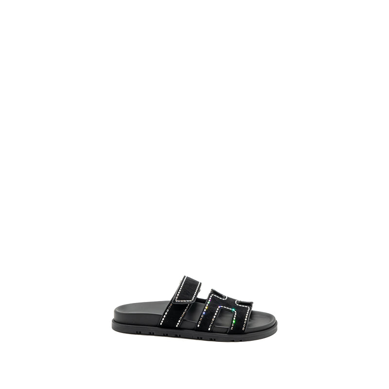 Hermes size 37 chypre sandals suede/ crystal black