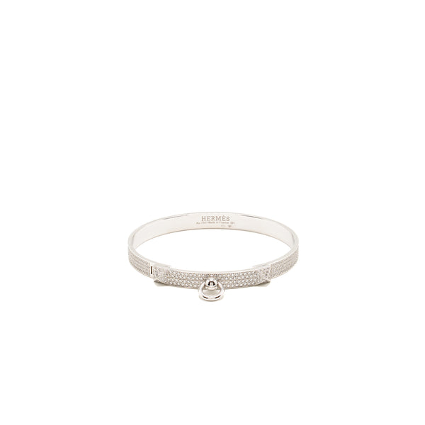Hermes size SH Collier De Chien Bracelet, Small Model white gold with full diamonds