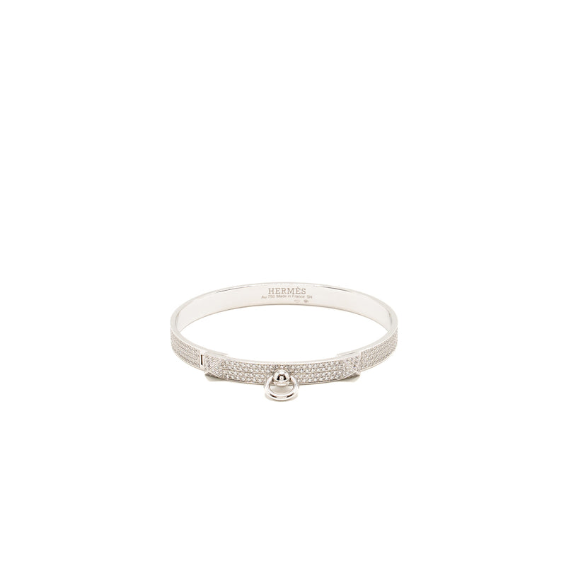 Hermes size SH Collier De Chien Bracelet, Small Model white gold with full diamonds