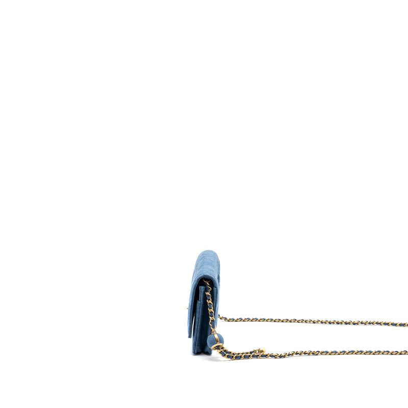 Chanel 22C Pearl Crush wallet on chain Denim blue GHW(microchip)