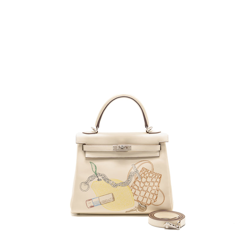 Hermes Kelly 25 In and Out Swift Imprime Nata/Multicolour SHW Stamp Z