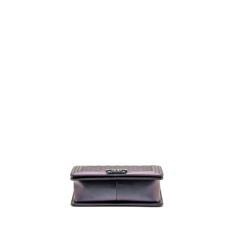 Chanel Medium Boy Bag GoatSkin Iridescent Purple Multicolour Hardware