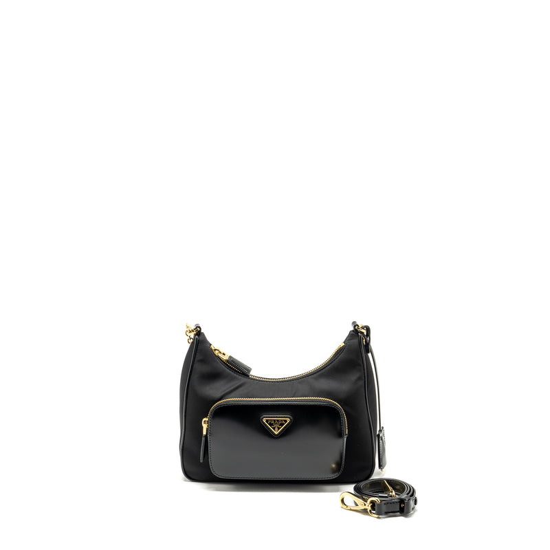 Prada Re-nylon mini bag nylon/ calfskin black GHW