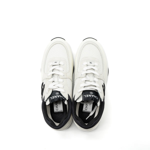 Chanel Size 38 Trainers Suede/Calfskin Black/White