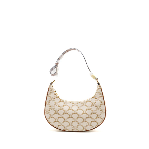 Celine Ava Bag Triomphe Canvas/Calfskin White GHW