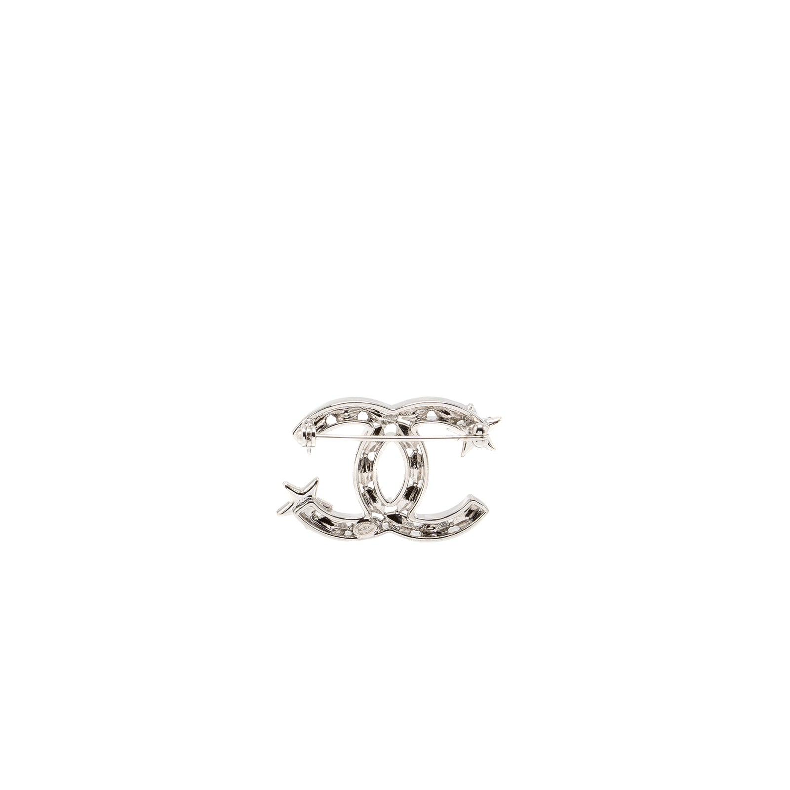 Chanel cc logo star brooch with crystal Silver Tone display picture 1