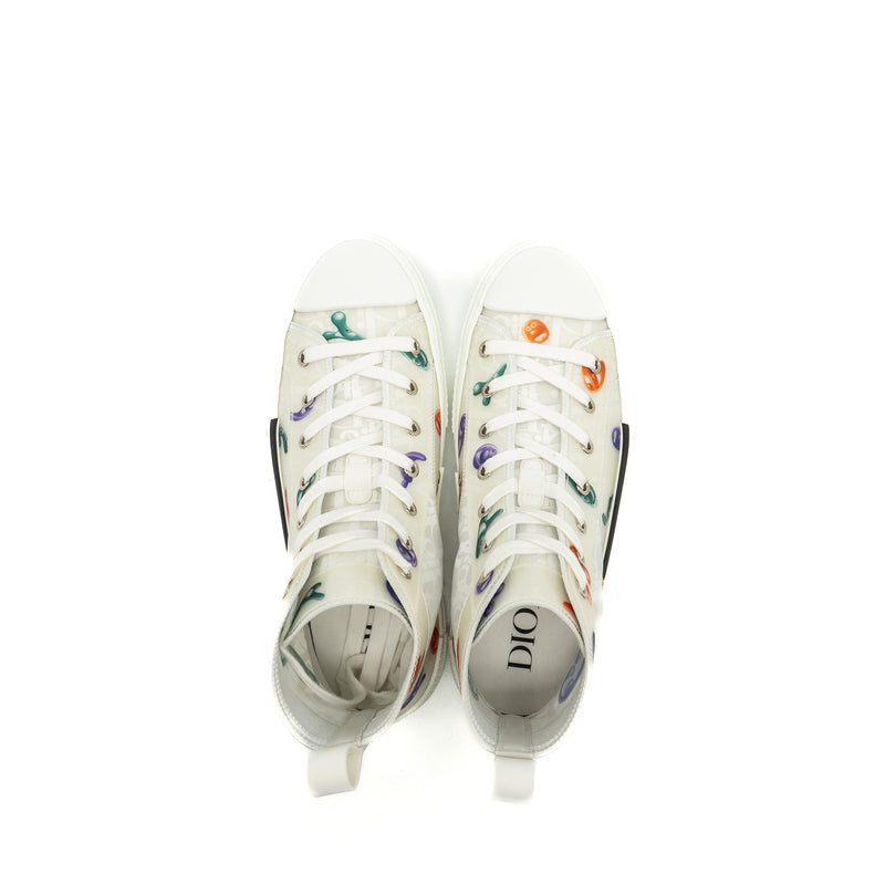 Dior Size 40 Kenny Scharf B23 Oblique High-top Sneaker White/Multicolour