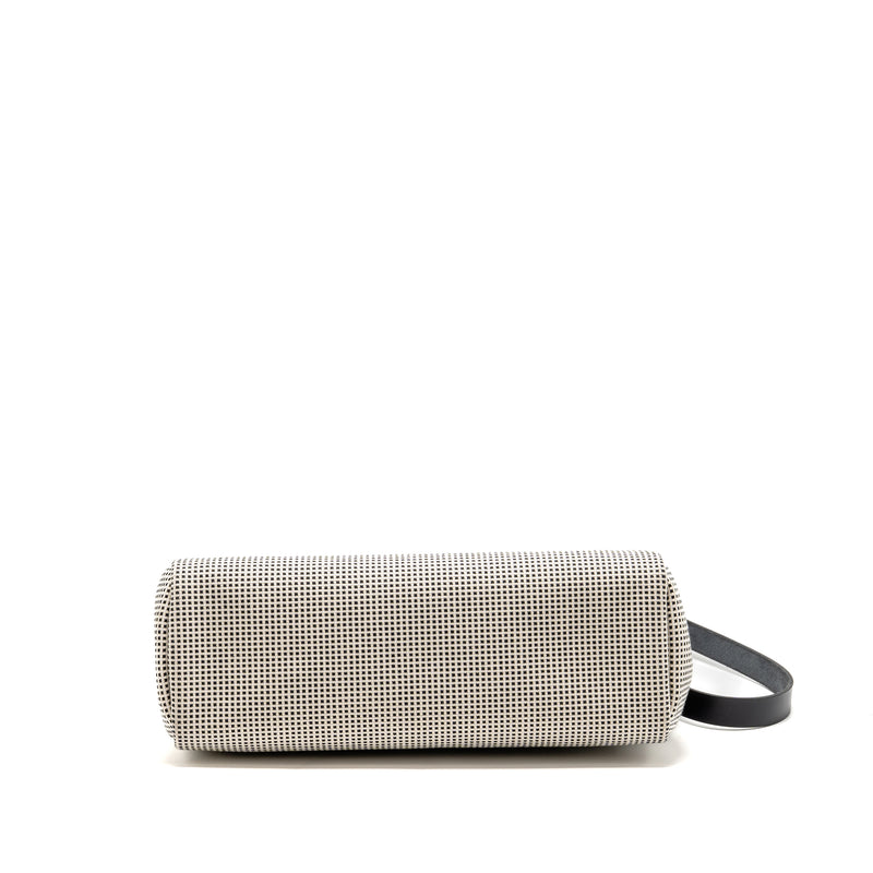 Hermes Herbag 31 Zip Bag Quadrille Viking Canvas/Hunter Leather Ecru-Blanc/Black GHW Stamp B