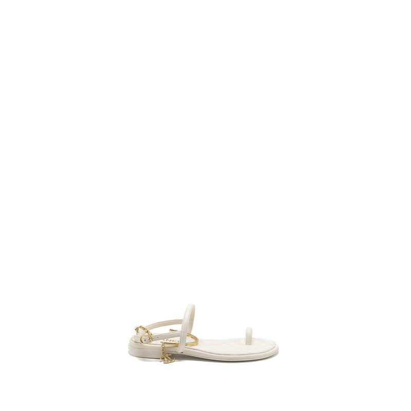 Chanel 22S Size 36 Camellia Sandals Lambskin White