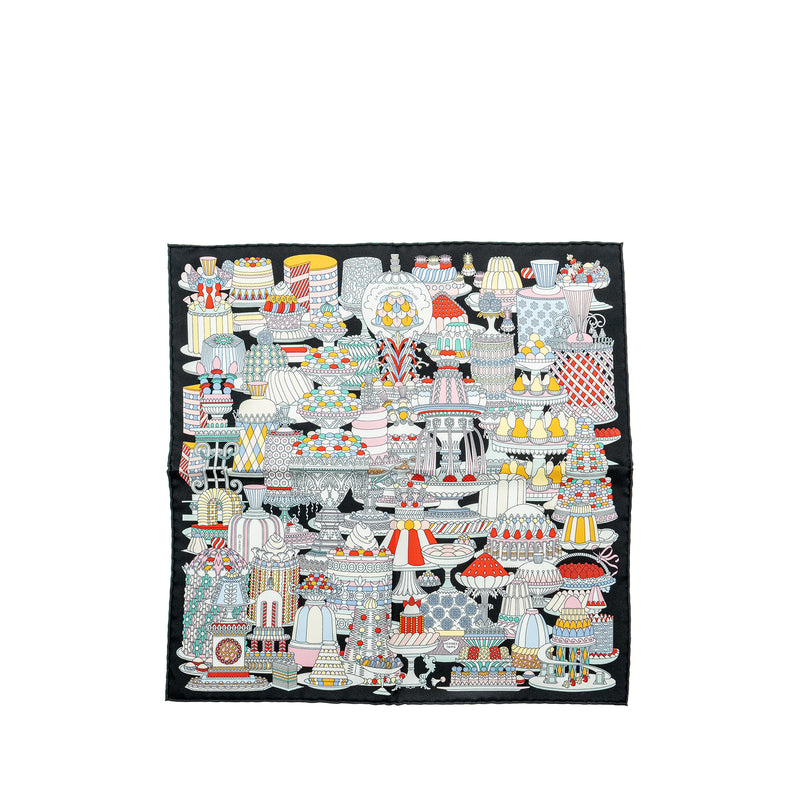 Hermes 45 cm La Patisserie Francaise Scarf Noir/Menthol/Multicolour