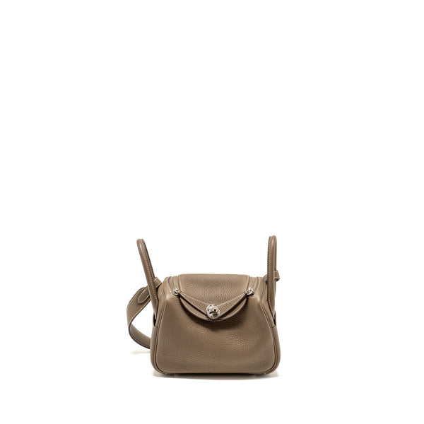 Hermes Mini Lindy Clemence Etoupe SHW Stamp Z