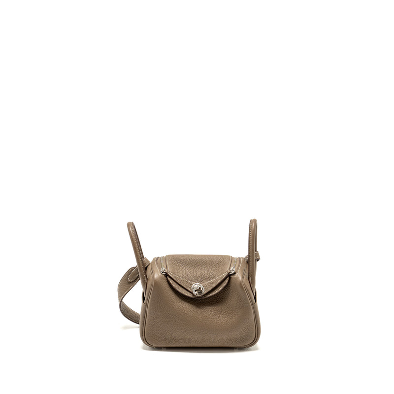 Hermes Mini Lindy Clemence Etoupe SHW Stamp Z