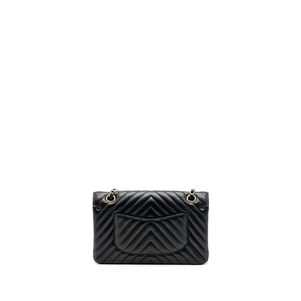 Chanel Medium Classic Double Flap Bag Lambskin Chevron Black LGHW