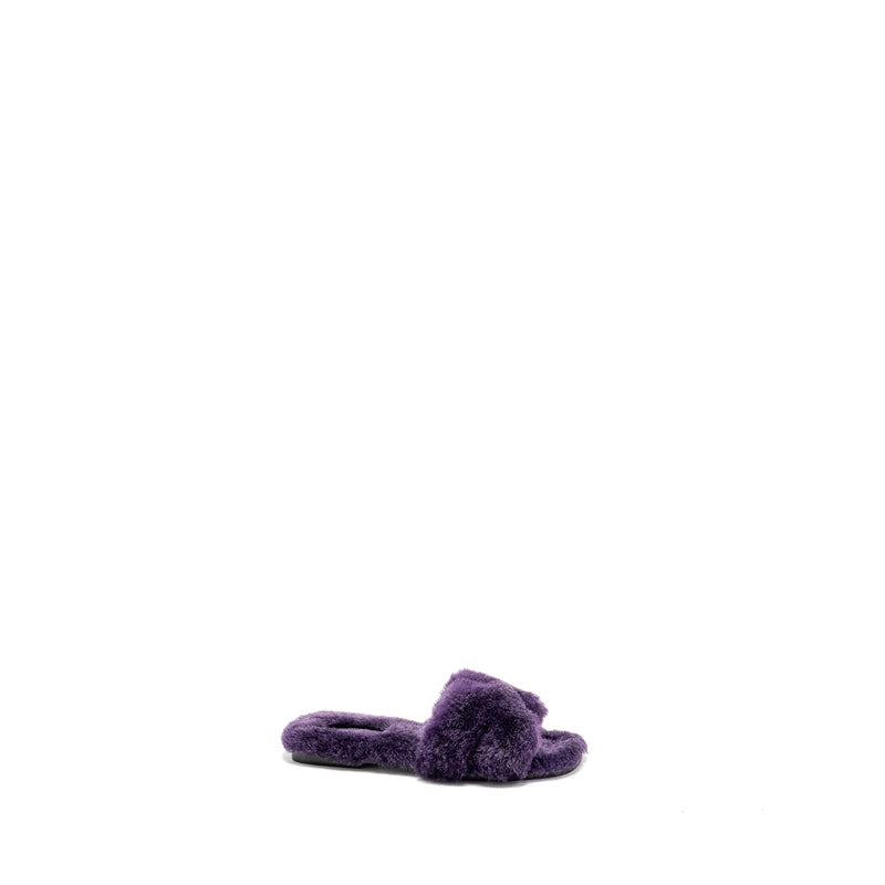 Hermes size 37.5 oran sandal shearling purple