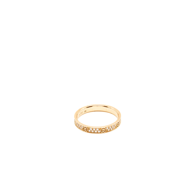 Cartier Size 49 Love Ring, Mini Model Rose Gold, Diamonds