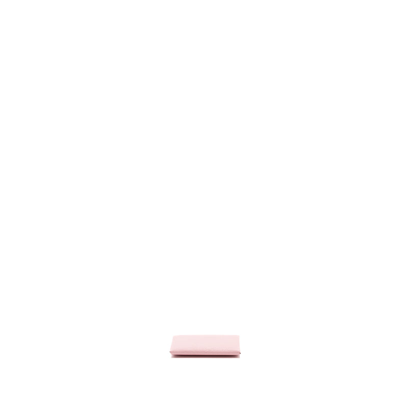 Hermes Calvi card holder chevre rose sakura SHW stamp D