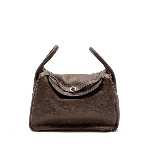 Hermes lindy 34 clemence chocolate SHW stamp square O