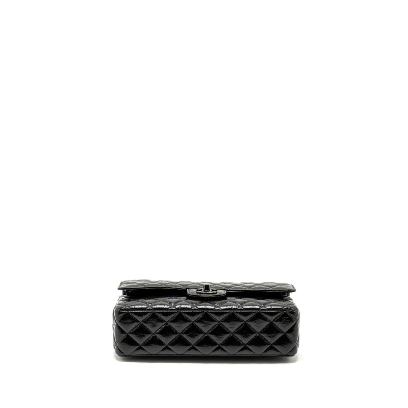 Chanel medium classic double flap bag shiny aged calfskin so black