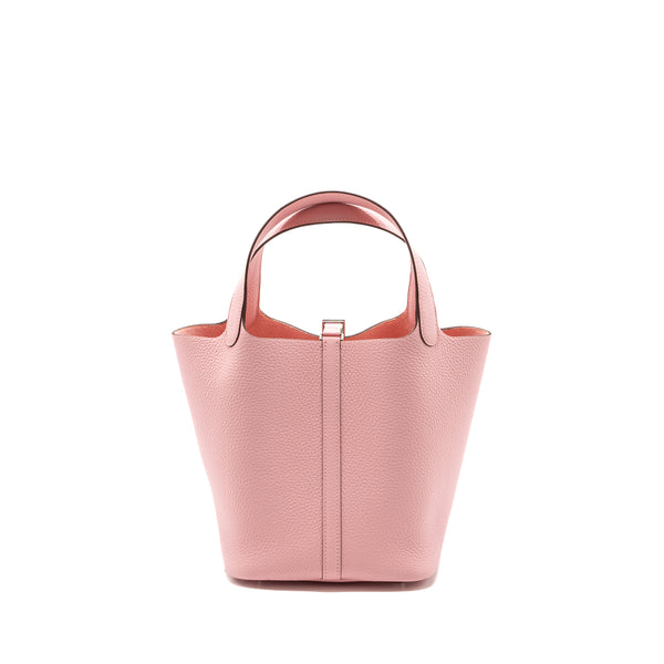 Hermes picotin 22 lock bag clemence rose sakura SHW stamp B