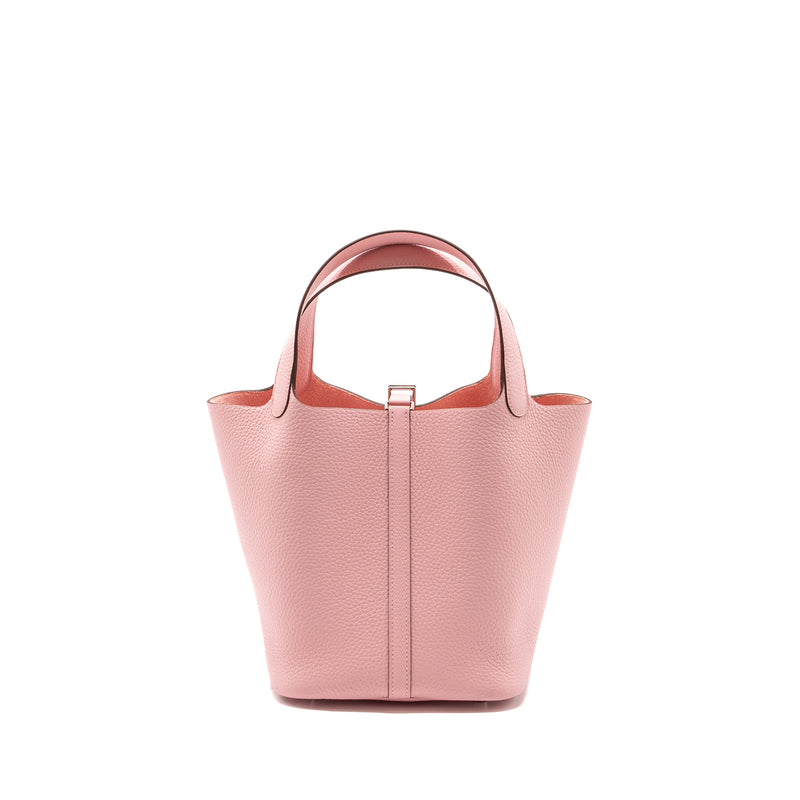 Hermes picotin 22 lock bag clemence rose sakura SHW stamp B