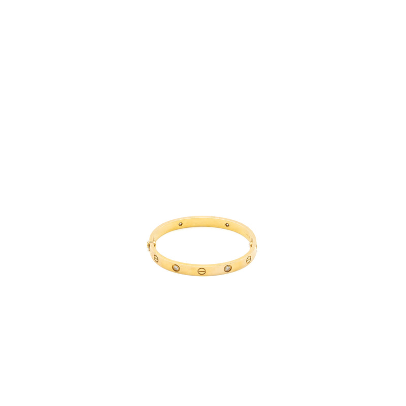 Cartier Size 16 Love Bracelet Yellow Gold 4 Diamonds